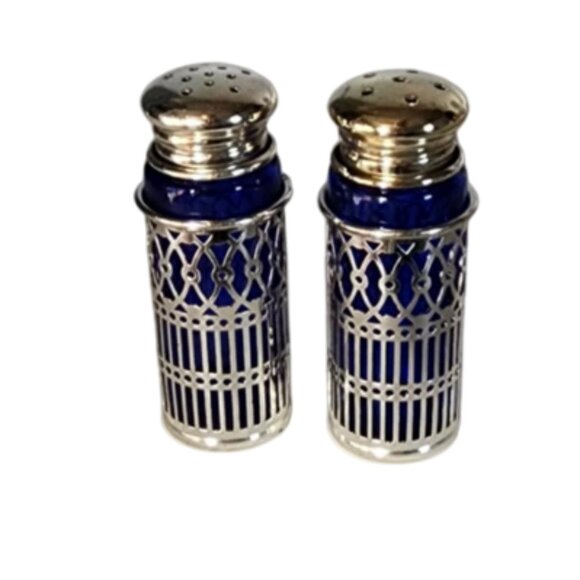 Excellent Condition - Vintage - Onieda Cobalt & Silver Salt & Pepper Shakers - Picture 1 of 4